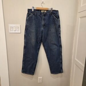 Wrangler Fleece Lined Carpenter Jeans 36x32 Mens Denim Workwear Utility Pants